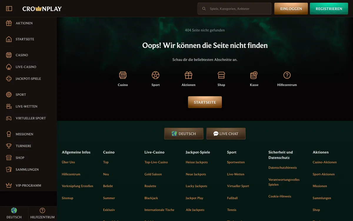 Spielelobby von CrownPlay, Screenshot vom 5. September 2026.
